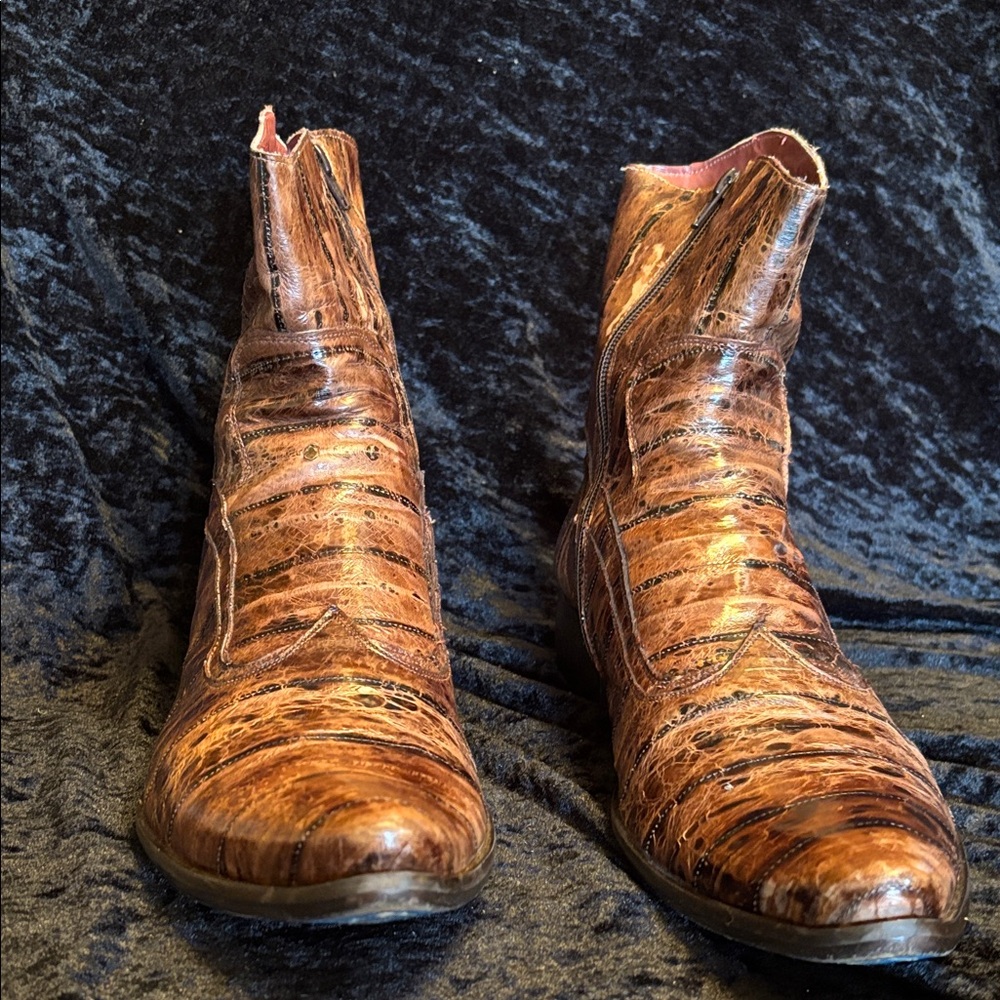 Mark Nason Distressed Tan-Brown Western Cowboy Boots